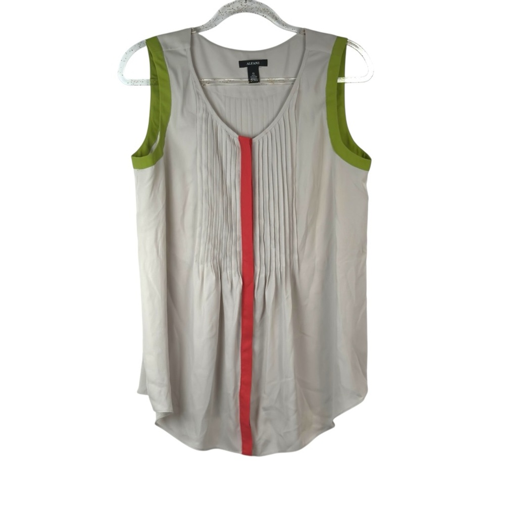 Alfani Cream Pleated Sleeveless‎ Tank Top